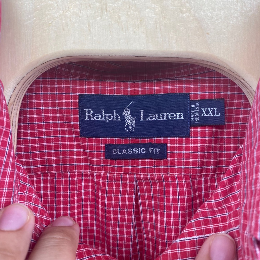 Ralph Lauren XXL Red Check Short Sleeve Button Down Shirt Classic Fit Mens - Picture 5 of 7